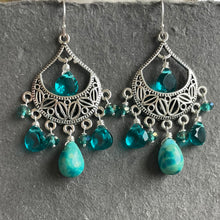 Load image into Gallery viewer, Natural Turquoise OOAK Chandelier Earrings