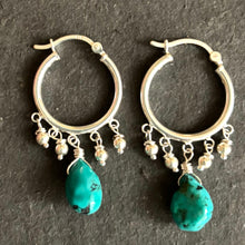 Load image into Gallery viewer, Natural Turquoise Sterling Silver Earrings, OOAK