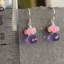 Load image into Gallery viewer, Opal and Lavender Quartz Cluster Earrings