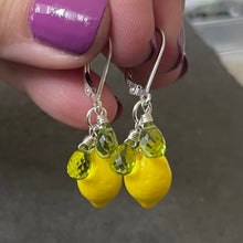 Load image into Gallery viewer, Lemon and Peridot Earrings, Sterling Silver