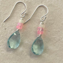 Load image into Gallery viewer, Opal and Aquamarine Blue Quartz Cluster Earrings