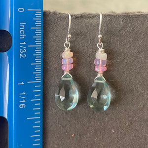 Opal and Aquamarine Blue Quartz Cluster Earrings