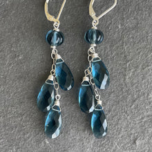 Load image into Gallery viewer, Blue Jeans Cascade Earrings, leverback