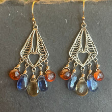 Load image into Gallery viewer, Kyanite, Garnet and Citrine Mini Heart Chandeliers, OOAK