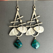 Load image into Gallery viewer, Chrysocolla Chandelier Earrings OOAK