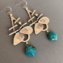 Load image into Gallery viewer, Chrysocolla Chandelier Earrings OOAK