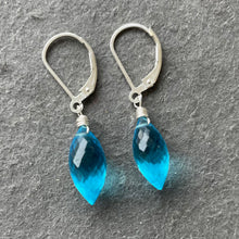 Load image into Gallery viewer, Topaz Blue Dewdrop Quartz Dangle Earrings