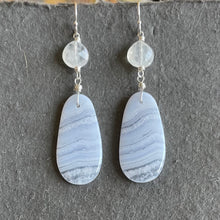 Load image into Gallery viewer, Blue Lace Agate and Moonstone Earrings, OOAK
