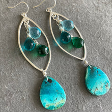 Load image into Gallery viewer, Beach Time Gem Silica Chrysocolla Marquise Earrings, OOAK