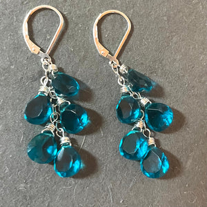 Paraiba blue cascade earrings