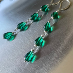 Emerald Green Teardrop Stack Earrings