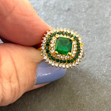Load image into Gallery viewer, Emerald Green Cocktail Ring, Size 7