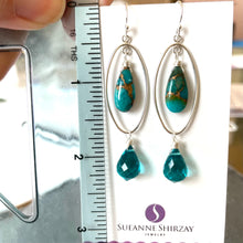 Load image into Gallery viewer, Turquoise Oval Hoop Earrings