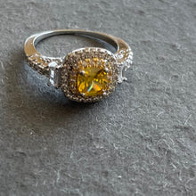 Load image into Gallery viewer, Yellow Topaz Look Filigree Elegant Cocktail Ring, Size 8