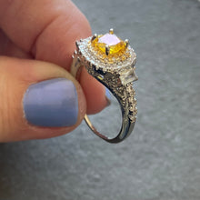Load image into Gallery viewer, Yellow Topaz Look Filigree Elegant Cocktail Ring, Size 8