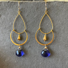 Load image into Gallery viewer, Tanzanite Blue Double Hoops