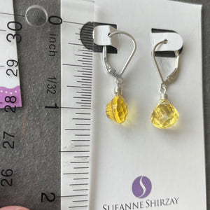 Lemon Ice Laser Cut Quartz Heart Dangle Earrings