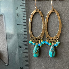 Load image into Gallery viewer, Turquoise, Opal and Bronze Earrings