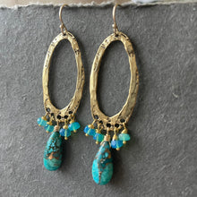 Load image into Gallery viewer, Turquoise, Opal and Bronze Earrings