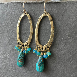 Turquoise, Opal and Bronze Earrings
