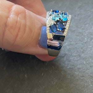 Blue Sapphire Look Fun Ring, 002 Size 7