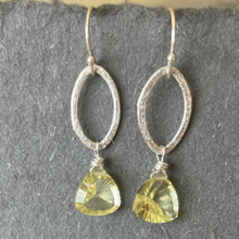Load image into Gallery viewer, Lemon Quartz Brushed Silver Earrings