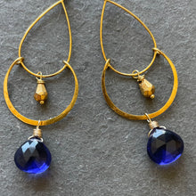 Load image into Gallery viewer, Tanzanite Blue Double Hoops