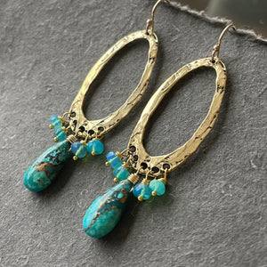 Turquoise, Opal and Bronze Earrings