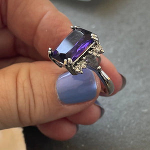 Amethyst Look Cocktail Ring, 7