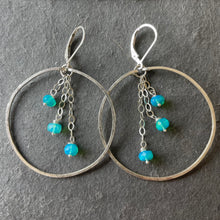 Load image into Gallery viewer, Sterling silver blue opal hoops