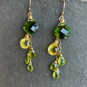 Bicolor Lemon Lime Cascade Earrings