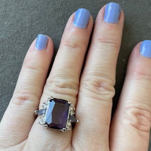 Amethyst Look Cocktail Ring, 7