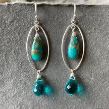 Load image into Gallery viewer, Turquoise Oval Hoop Earrings