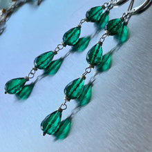 Load image into Gallery viewer, Emerald Green Teardrop Stack Earrings