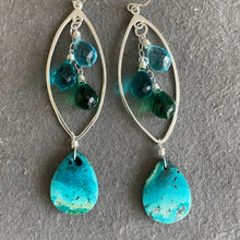 Load image into Gallery viewer, Beach Time Gem Silica Chrysocolla Marquise Earrings, OOAK