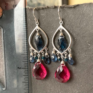 Captivating Kyanite and Sapphire Pink Earrings