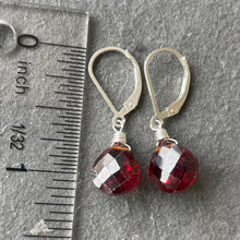 Load image into Gallery viewer, Red Garnet Laser Cut Quartz Heart Dangle Earrings