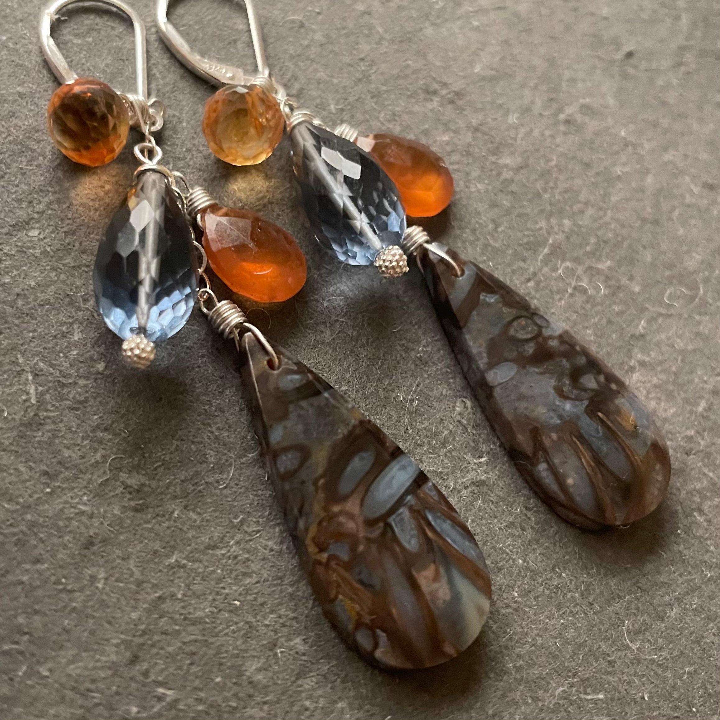 Fossilized newest palm root earrings