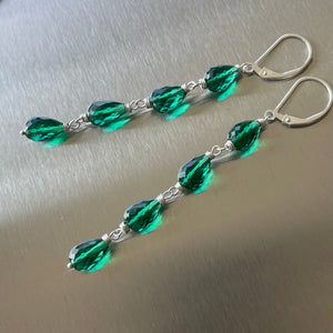 Emerald Green Teardrop Stack Earrings