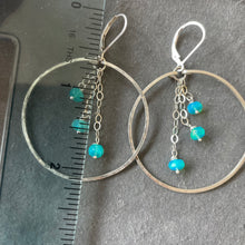 Load image into Gallery viewer, Sterling silver blue opal hoops