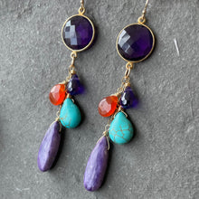 Load image into Gallery viewer, Chorite And Amethyst Cascade Earrings, OOAK