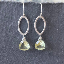 Load image into Gallery viewer, Lemon Quartz Brushed Silver Earrings