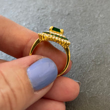 Load image into Gallery viewer, Emerald Green Cocktail Ring, Size 7