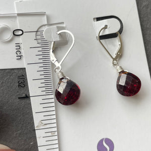 Red Garnet Laser Cut Quartz Heart Dangle Earrings