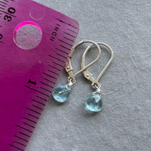 Load image into Gallery viewer, Aquamarine Teeny Leverback Earrings