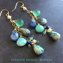 Load image into Gallery viewer, Summer Adventure Cluster earrings, Arizona Oyster Lapis Turquoise
