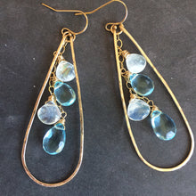 Load image into Gallery viewer, Moonstone and Aquamarine Blue Anna Hoops