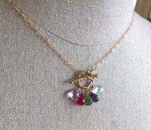 Load image into Gallery viewer, Anniversary Toggle Necklace, Amethyst, Quartz, Fire Moonstone