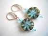 Aqua Burst Earrings, Czech Glass
