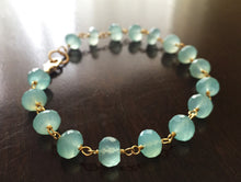 Load image into Gallery viewer, Poolside Aqua Chalcedony Bracelet, Gold or Silver